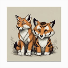 Fox And Tiger Canvas Print