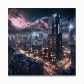 Cityscape At Night Canvas Print