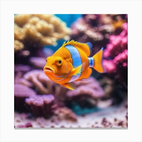 Photo Multi Colored Fish Swimming In A Vibrant Coral Reef Generative 2 Canvas Print