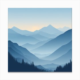 Misty mountains background in blue tone 105 Canvas Print