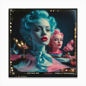 Blue Haired Women Canvas Print