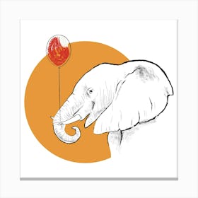 Elephant With Balloon Canvas Print