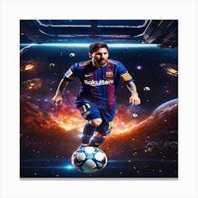 Messi On Space Canvas Print