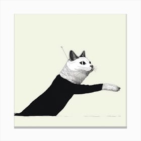 Cat With A Stick Canvas Print