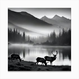 Deer In The Mist 2 Canvas Print