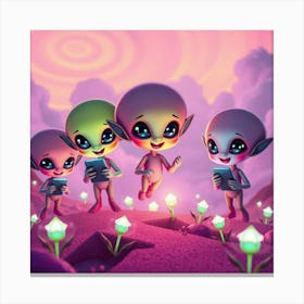 Aliens With A-Phone Canvas Print