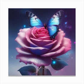 Butterfly On A Rose 2 Canvas Print