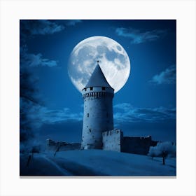 Moonlight Over A Castle Canvas Print