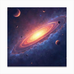 Watercolor Distant Suns Glowing Against The Backdrop Of A Vibrant Galaxy 1 Canvas Print