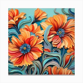 3d Paper Flowers 1 Canvas Print