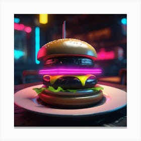 Neon Burger 1 Canvas Print