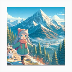 Anime Girl In The Mountains Canvas Print