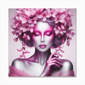 Pink Flower Girl Canvas Print