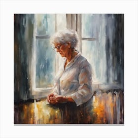 Old Lady By The Window Canvas Print