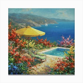 Greek Summer Pool Canvas Print