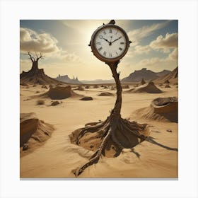 Clock In The Desert2 Canvas Print