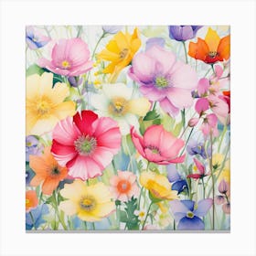 Watercolor Windflowers Garden 8 Canvas Print