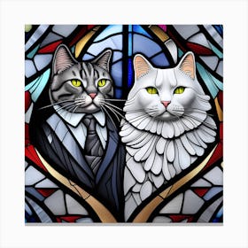 Cat, Pop Art 3D stained glass cat married limited edition 41/60 Canvas Print