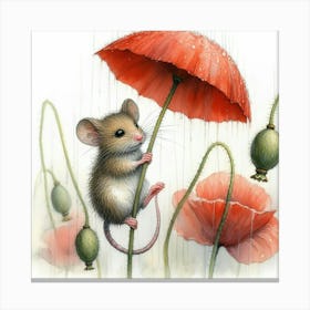 Mouse In Poppies 1 Canvas Print