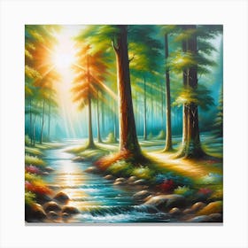 Stream In The Forest 2 Canvas Print