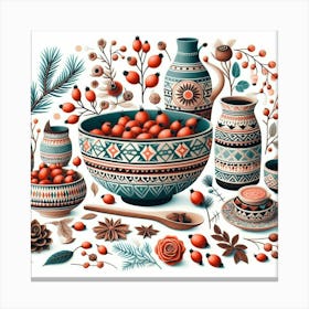 Scandinavian Art, Rosehip berries 1 Canvas Print