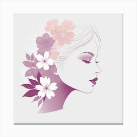 Portrait Of A Woman With Flowers 10 Canvas Print