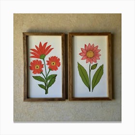 Two Framed Floral Prints Canvas Print