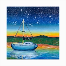 Sailboat At Night Canvas Print