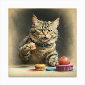 Cat With Cupcakes 1 Canvas Print