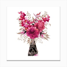 Pink Flowers In A Vase Canvas Print