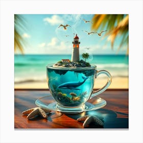 Lighthouse In A Cup Canvas Print