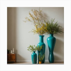 Three Vases In A Room Canvas Print