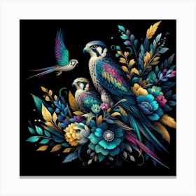Eagles And Flowers 2 Canvas Print