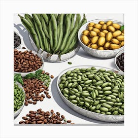 Illustration Of Beans And Legumes Canvas Print