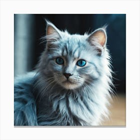 Grey Cat With Blue Eyes Canvas Print