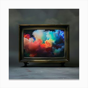 Tv And Colorful Smoke (1) Canvas Print