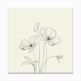 Line Drawing Of Flowers 9 Canvas Print