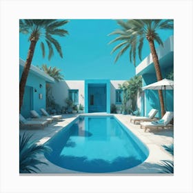 Cyan Oasis Bright Blue Swimming Pool Art Print Art Print 3 Canvas Print