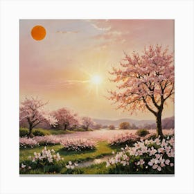 When Day Meets Blossom Cherry Blossoms Canvas Print