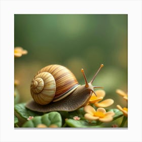 Snail On A Flower 1 Canvas Print