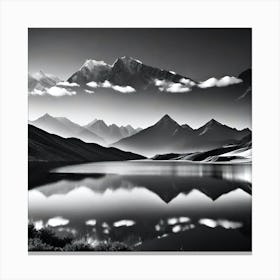 Black And White Mountain Landscape 22 Canvas Print