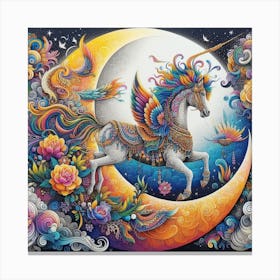 Unicorn On The Moon Canvas Print