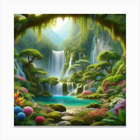 Waterfall In The Forest 40 Canvas Print