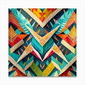 Firefly Beautiful Modern Abstract Detailed Native American Tribal Pattern And Symbols With Uniformed (9) Canvas Print