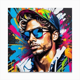 Man In A Cap And Sunglasses Canvas Print