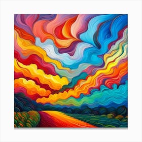 Abstract Wavy Painting Canvas Print