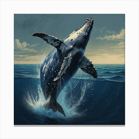 Humpback Whale Jumping Canvas Print