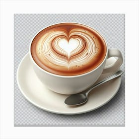 Coffee Cup With Heart Shape Canvas Print