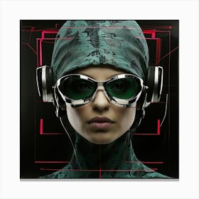 Woman With Headphones Canvas Print