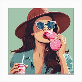 Donut Girl Canvas Print Canvas Print